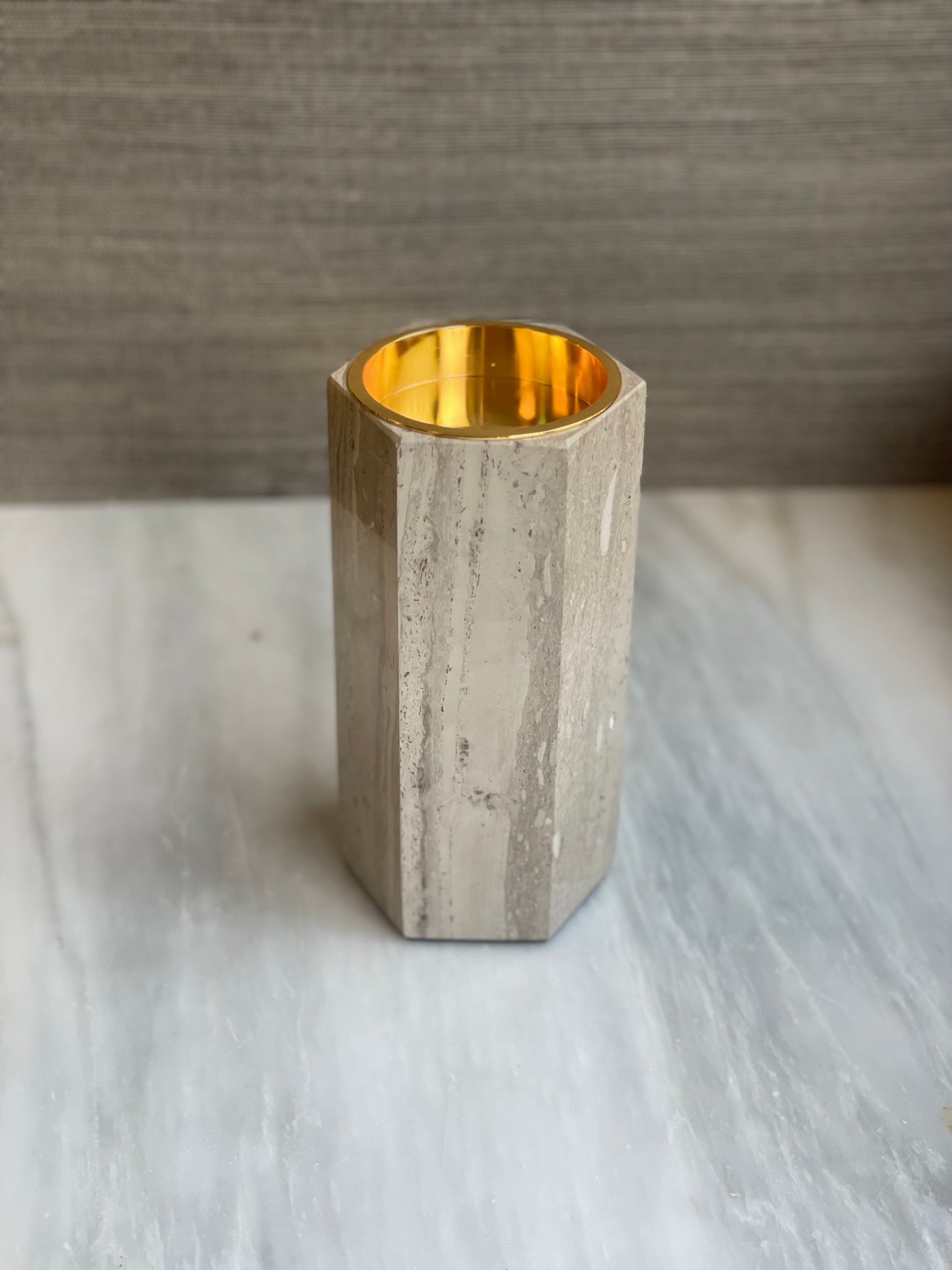 Luxe Hexagonal Marble Candle Stand (Small)