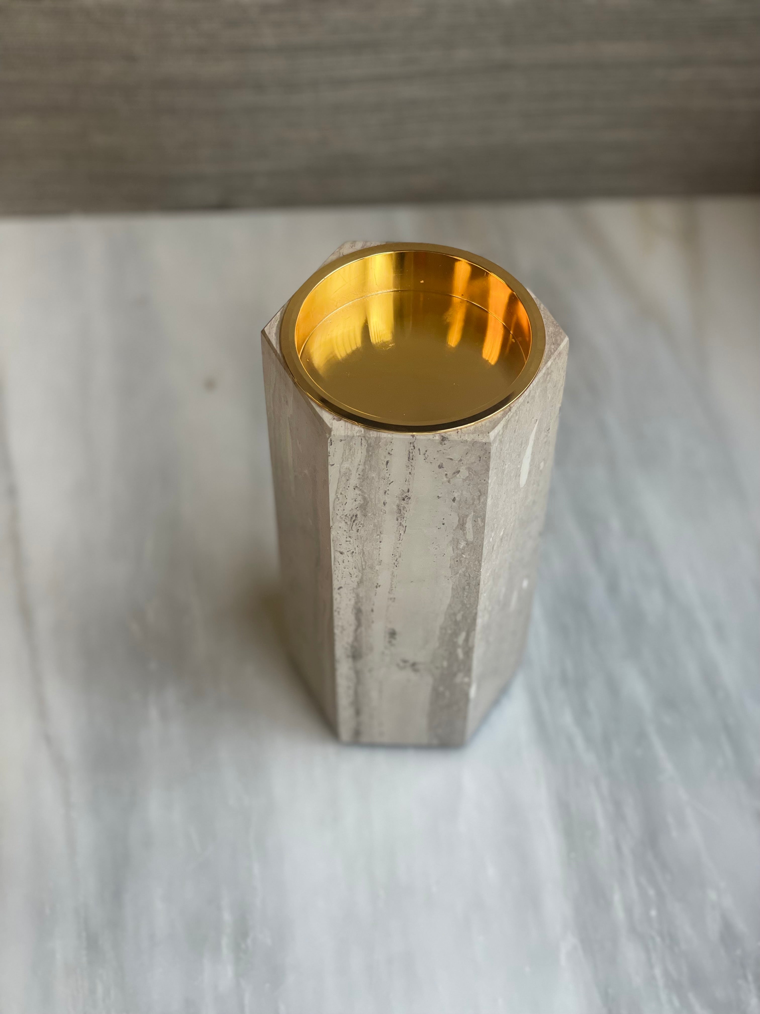 Luxe Hexagonal Marble Candle Stand (Small)