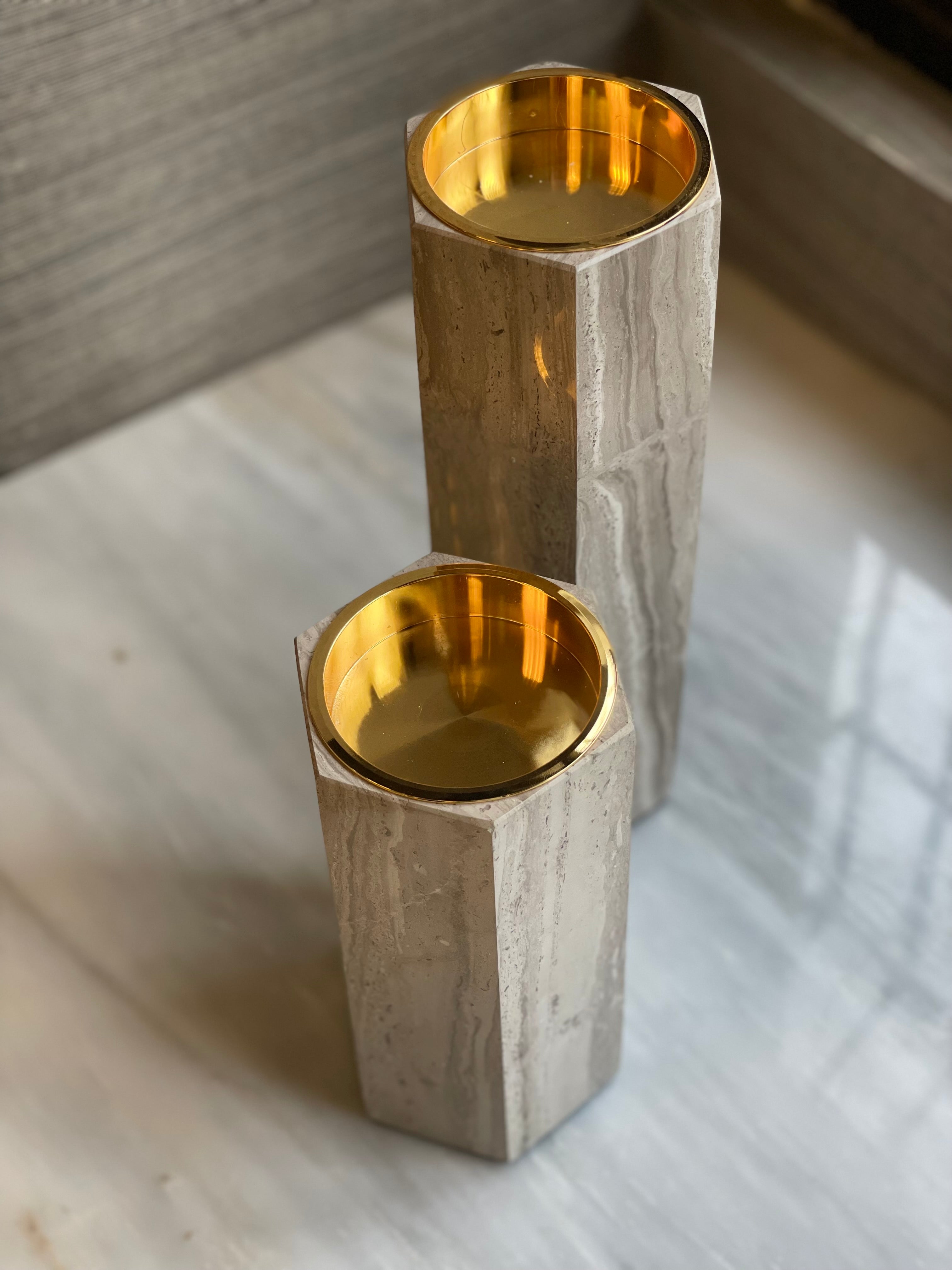 Luxe Hexagonal Marble Candle Stand (Small)