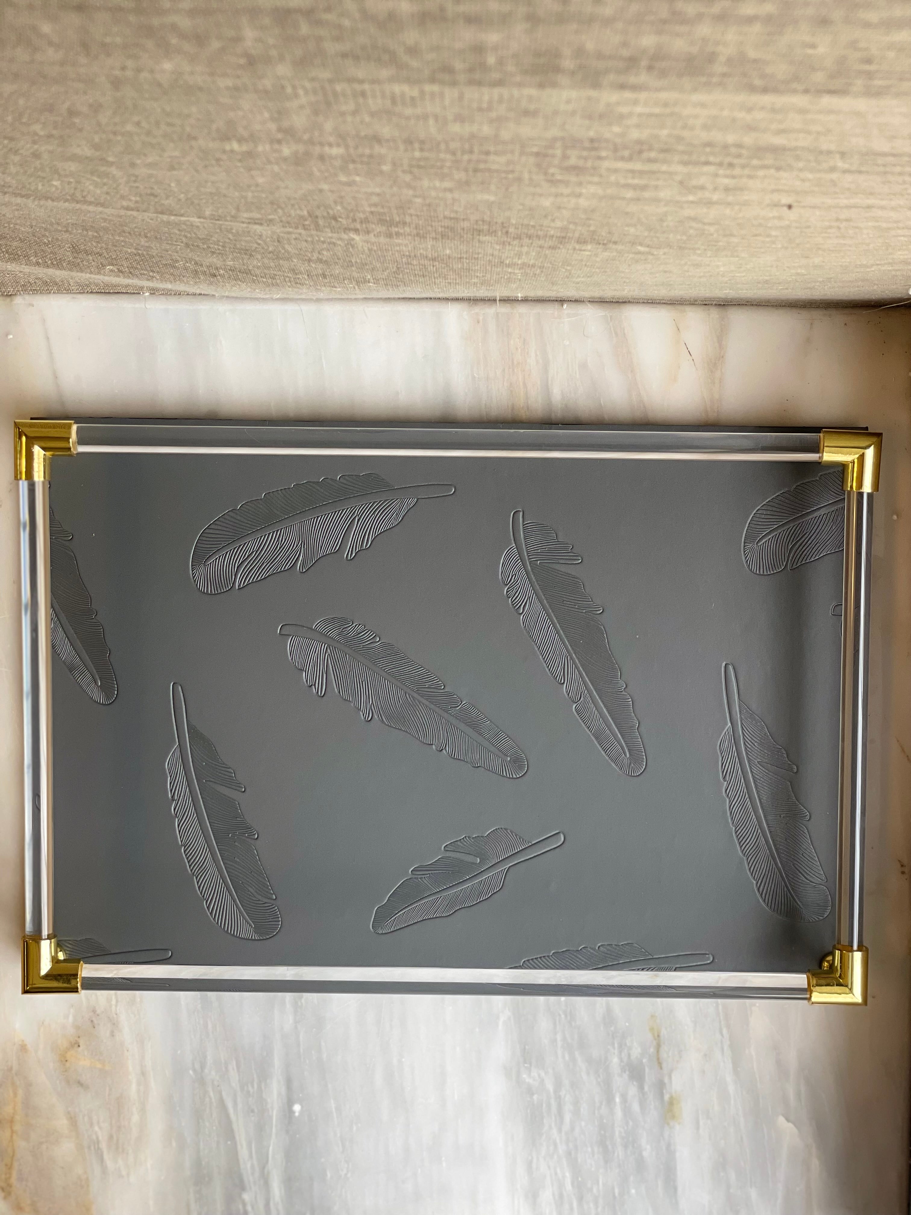 Feather Tray with Acrylic Detailing